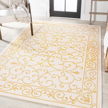 Charleston Vintage Filigree Textured Weave Indoor/outdoor Area Rug